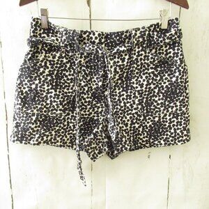Ann Taylor Loft Shorts 8 Blue White Print Belted Flat Front